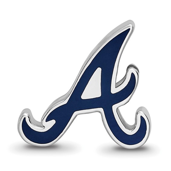 Sterling Silver Rhodium Plated Major League Baseball LogoArt Atlanta Braves Enameled Bead