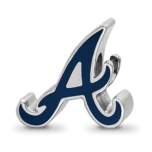 Sterling Silver Rhodium Plated Major League Baseball LogoArt Atlanta Braves Enameled Bead