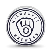 Sterling Silver Rhodium Plated Major League Baseball LogoArt Milwaukee Brewers Enameled Bead view 4