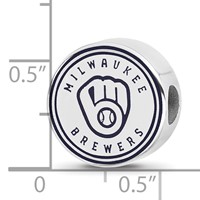 Sterling Silver Rhodium Plated Major League Baseball LogoArt Milwaukee Brewers Enameled Bead view 3
