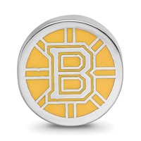Sterling Silver Rhodium-plated Nhl LogoArt Boston Bruins Enameled Bead view 4