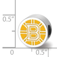 Sterling Silver Rhodium-plated Nhl LogoArt Boston Bruins Enameled Bead view 3