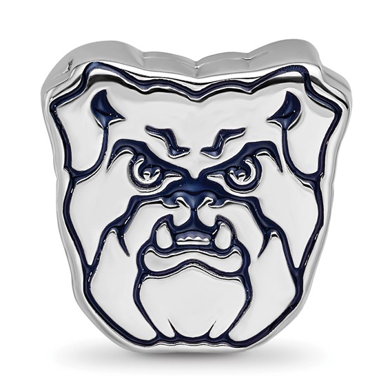 Sterling Silver Rhodium-plated LogoArt Butler University Bulldog Enameled Bead