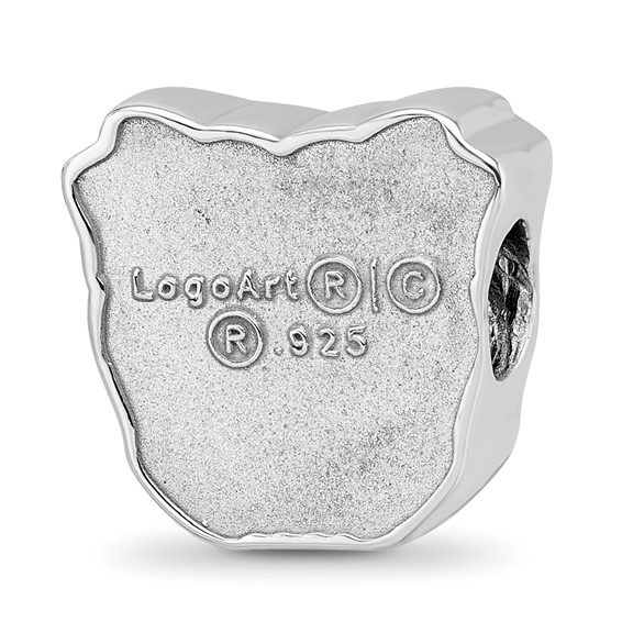 Sterling Silver Rhodium-plated LogoArt Butler University Bulldog Enameled Bead