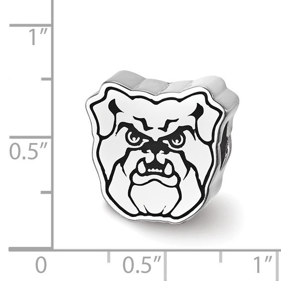 Sterling Silver Rhodium-plated LogoArt Butler University Bulldog Enameled Bead