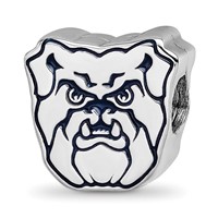 Sterling Silver Rhodium-plated LogoArt Butler University Bulldog Enameled Bead view 1