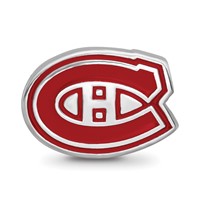 Sterling Silver Rhodium-plated Nhl LogoArt Montreal Canadiens Enameled Bead view 4