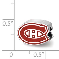 Sterling Silver Rhodium-plated Nhl LogoArt Montreal Canadiens Enameled Bead view 3