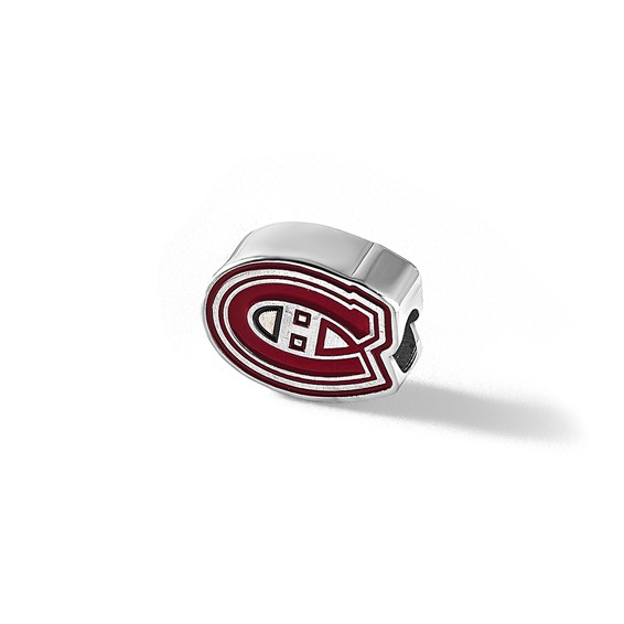 Sterling Silver Rhodium-plated NHL LogoArt Montreal Canadiens Enameled Bead