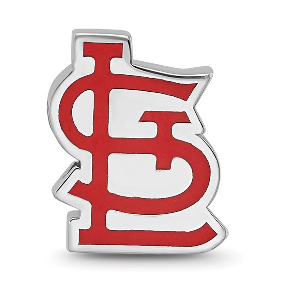 Sterling Silver Rhodium Plated Major League Baseball LogoArt St. Louis Cardinals Enamel Bead