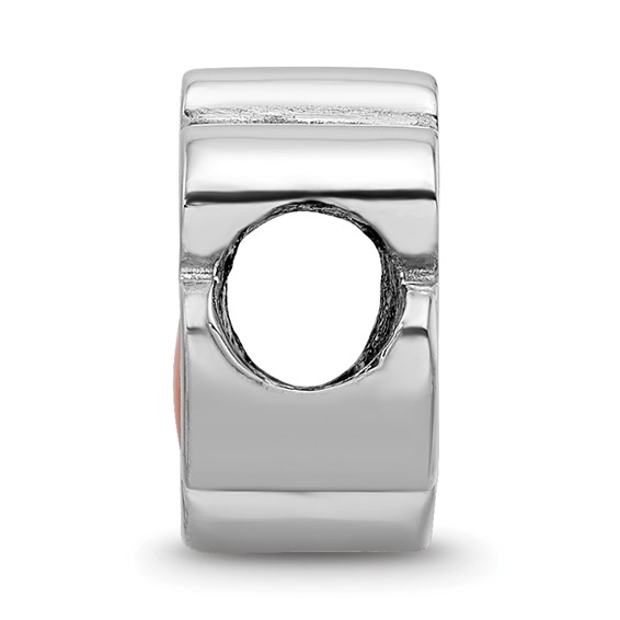 Sterling Silver Rhodium-plated LogoArt Clemson University Tiger Paw Enameled Logo Bead