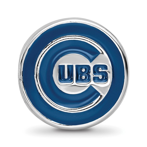 Sterling Silver Rhodium Plated Major League Baseball LogoArt Chicago Cubs Enameled Bead