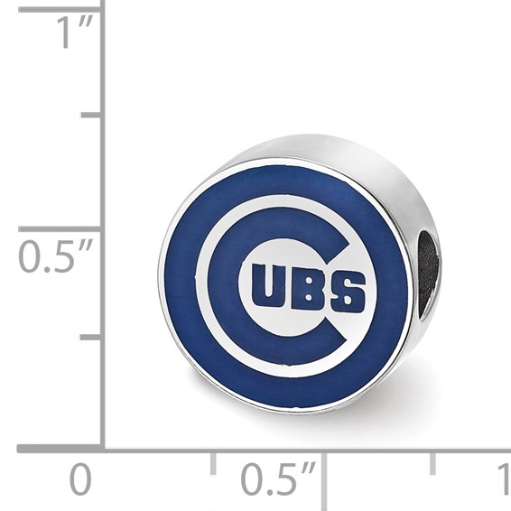Sterling Silver Rhodium Plated Major League Baseball LogoArt Chicago Cubs Enameled Bead
