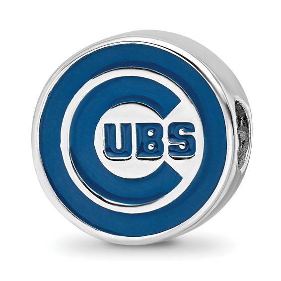 Sterling Silver Rhodium Plated Major League Baseball LogoArt Chicago Cubs Enameled Bead