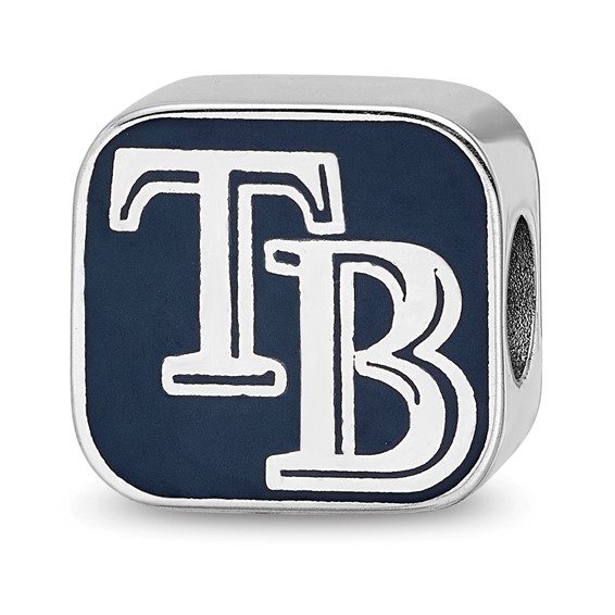 SS/Rh-p Major League Baseball LogoArt Tampa Bay Rays Enameled Bead