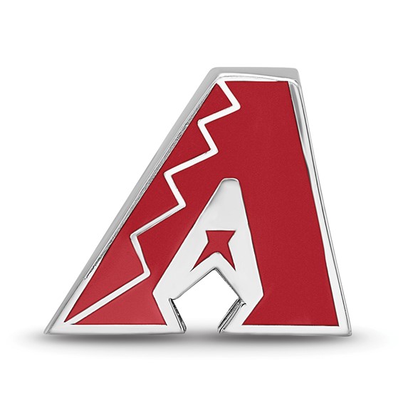 Sterling Silver Rhodium Plated Major League Baseball LogoArt Arizona Diamondbacks Enamel Bead