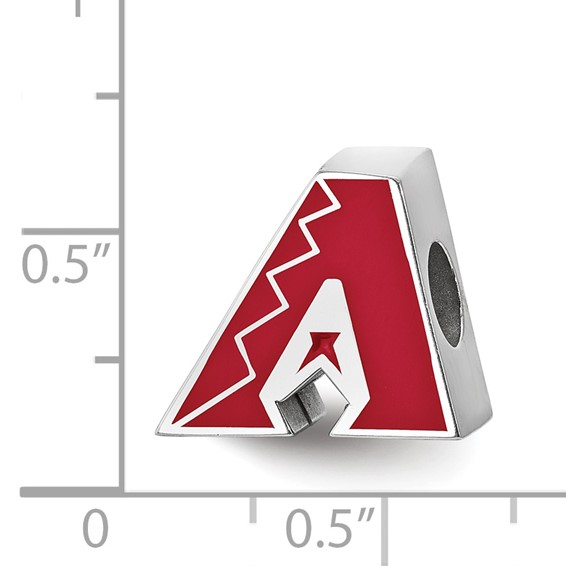 Sterling Silver Rhodium Plated Major League Baseball LogoArt Arizona Diamondbacks Enamel Bead