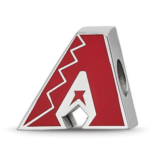 Sterling Silver Rhodium Plated Major League Baseball LogoArt Arizona Diamondbacks Enamel Bead