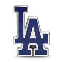Sterling Silver Rhodium Plated Major League Baseball LogoArt Los Angeles Dodgers Enamel Bead view 4