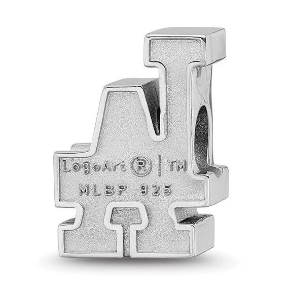 Sterling Silver Rhodium Plated Major League Baseball LogoArt Los Angeles Dodgers Enamel Bead