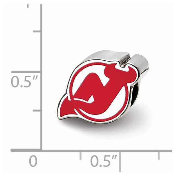 Sterling Silver NHL LogoArt New Jersey Devils Enameled Logo Bead