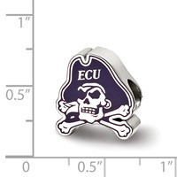 Sterling Silver Rhodium-plated LogoArt East Carolina University Pirate Enameled Bead view 3