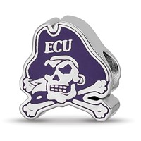 Sterling Silver Rhodium-plated LogoArt East Carolina University Pirate Enameled Bead view 1