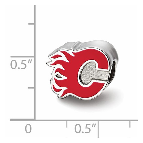 Sterling Silver NHL LogoArt Calgary Flames Letter C Enameled Bead