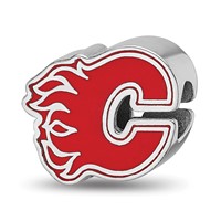 Sterling Silver Nhl LogoArt Calgary Flames Letter C Enameled Bead view 1