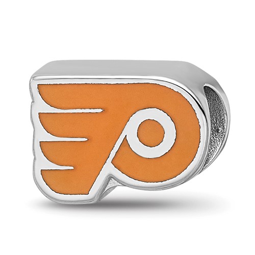 Sterling Silver Nhl LogoArt Philadelphia Flyers Winged P Enameled Logo Bead