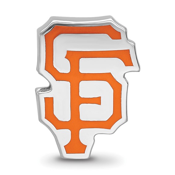 Sterling Silver Rhodium Plated Major League Baseball LogoArt San Francisco Giants S-F Enamel Bead