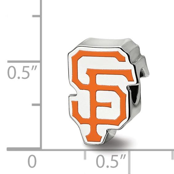Sterling Silver Rhodium Plated Major League Baseball LogoArt San Francisco Giants S-F Enamel Bead