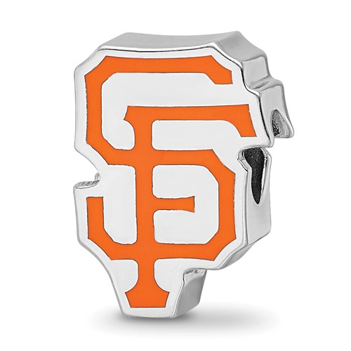 Sterling Silver Rhodium Plated Major League Baseball LogoArt San Francisco Giants S-f Enamel Bead