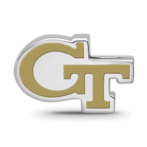 Sterling Silver Rhodium-plated LogoArt Georgia Institute of Technology G-T Enameled Bead