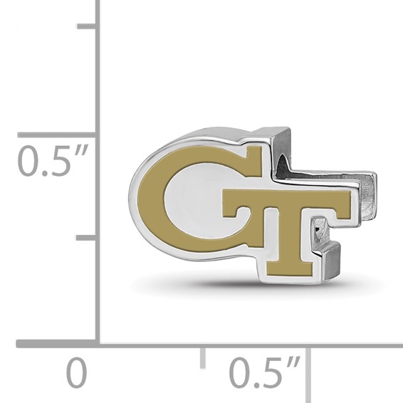 Sterling Silver Rhodium-plated LogoArt Georgia Institute of Technology G-T Enameled Bead