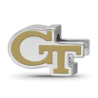 Sterling Silver Rhodium-plated LogoArt Georgia Institute of Technology G-T Enameled Bead
