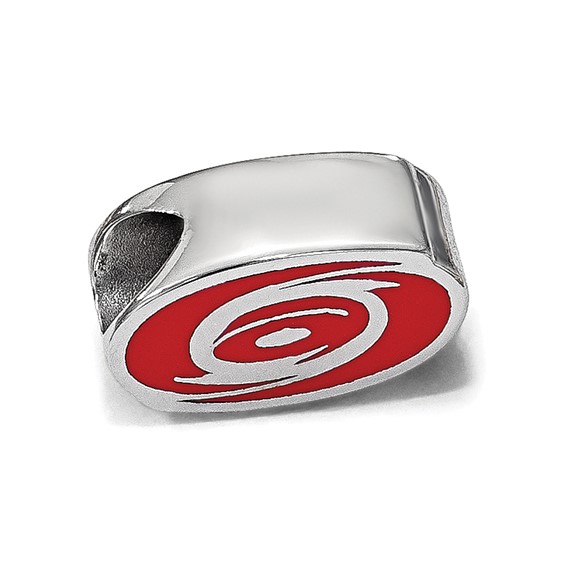 Sterling Silver NHL LogoArt Carolina Hurricanes Enameled Logo Bead