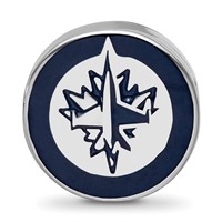 Sterling Silver Rhodium-plated Nhl LogoArt Winnipeg Jets Enameled Bead view 4