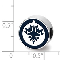 Sterling Silver Rhodium-plated Nhl LogoArt Winnipeg Jets Enameled Bead view 3