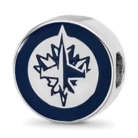 Sterling Silver Rhodium-plated Nhl LogoArt Winnipeg Jets Enameled Bead view 1