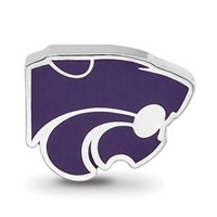 Sterling Silver Rhodium-plated LogoArt Kansas State University Wildcat Enameled Logo Bead view 4