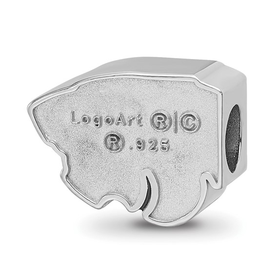 Sterling Silver Rhodium-plated LogoArt Kansas State University Wildcat Enameled Logo Bead