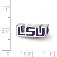 Sterling Silver Rhodium-plated LogoArt Louisiana State University L-s-u Enameled Bead view 3