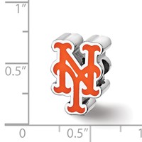 Sterling Silver Rhodium Plated Major League Baseball LogoArt New York Mets Enamel Bead view 3