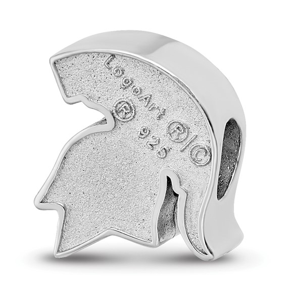 Sterling Silver Rhodium-plated LogoArt Michigan State University Spartan Enameled Logo Bead