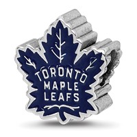Sterling Silver Rhodium-plated Nhl LogoArt Toronto Maple Leafs Enameled Bead view 1