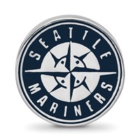 Sterling Silver Rhodium Plated Major League Baseball LogoArt Seattle Mariners Enameled Bead view 4