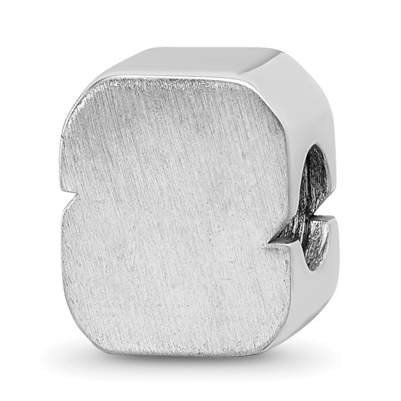 Sterling Silver Rhodium-plated LogoArt North Carolina State University N-C-S Enameled Logo Bead