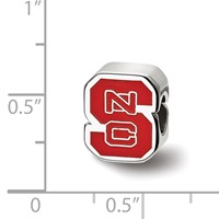 Sterling Silver Rhodium-plated LogoArt North Carolina State University N-c-s Enameled Logo Bead view 3