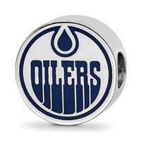 Sterling Silver Nhl LogoArt Edmonton Oilers Enameled Logo Bead view 1